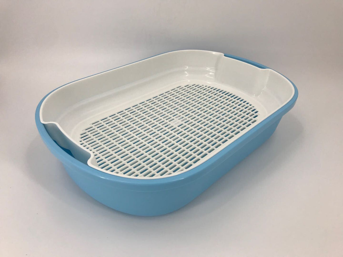 Large Portable Cat Litter Box Tray House | Scoop | Grid Tray | Blue
