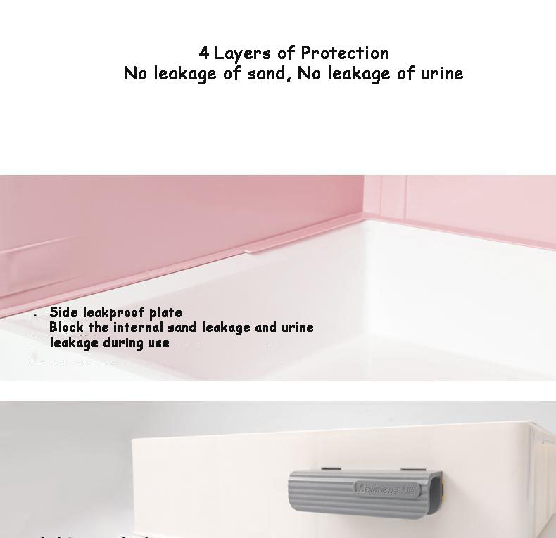 L Portable Hooded Cat Toilet Litter Box Tray House with Drawer and Scoop | Pink