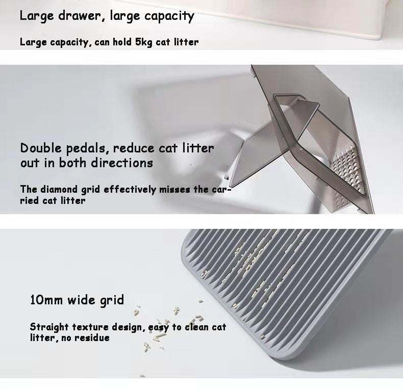 L Portable Hooded Cat Toilet Litter Box Tray House with Drawer and Scoop | Pink