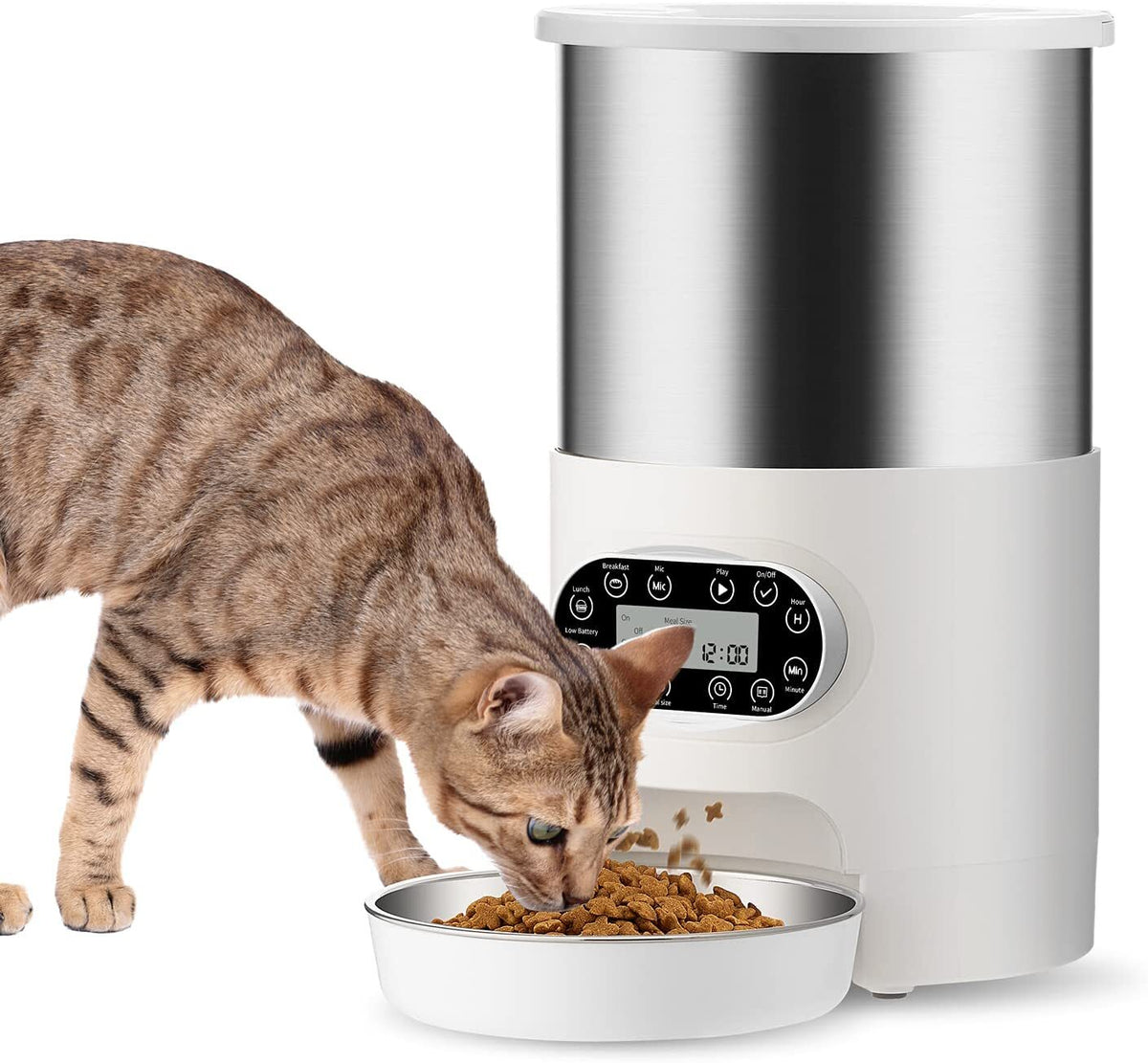 Electric Automatic Pet Dog Cat Rabbit Feeder Stainless Steel | 3L Dispenser