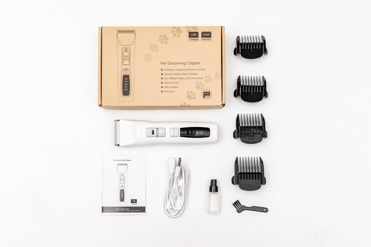 Pet Electric Grooming Clipper Kit - Cordless White