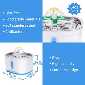 2.5L Automatic Electric Pet Water Fountain Dog Cat Water Feeder Bowl Dispenser