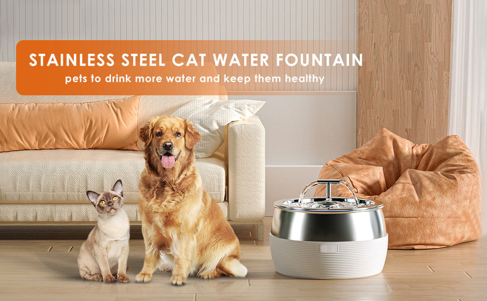 3L Automatic Electric Pet Water Fountain - Stainless Steel Feeder Bowl | Black