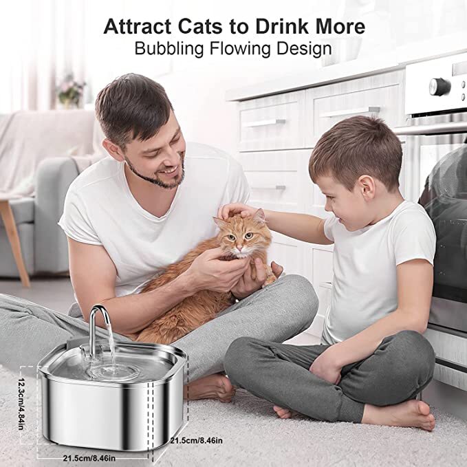 Automatic Electric Pet Water Fountain | 3.2L | Stainless Steel Bowl Dispenser