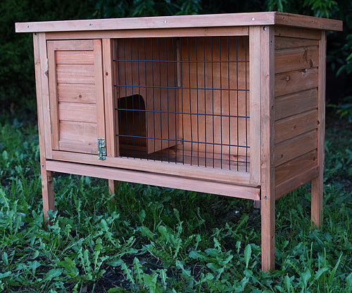 Single Wooden Pet Rabbit Hutch | Guinea Pig Cage with Tray