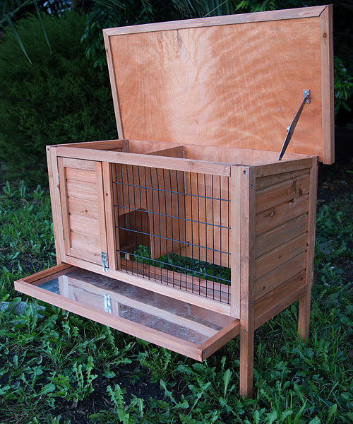 Single Wooden Pet Rabbit Hutch | Guinea Pig Cage with Tray