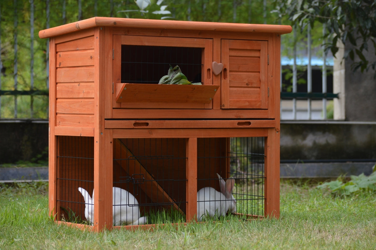 Double Storey Rabbit Hutch | Guinea Pig and Ferret Cage | Pull Out Tray