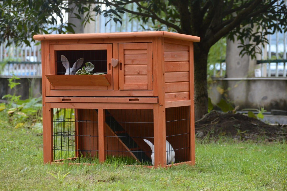 Double Storey Rabbit Hutch | Guinea Pig and Ferret Cage | Pull Out Tray