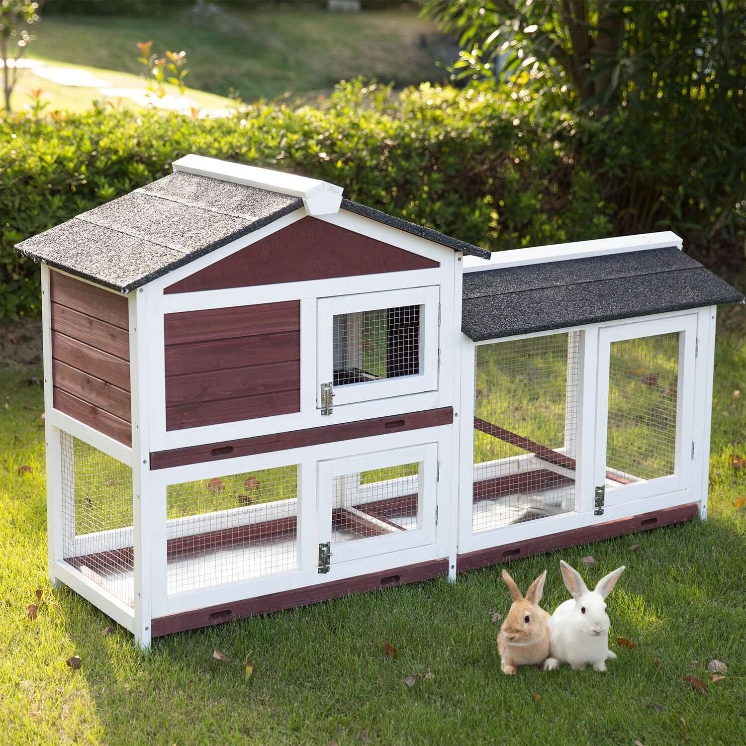 Double Storey Large Rabbit Hutch Guinea Pig Cat Cage | Ferret Cage With Pull Out Tray