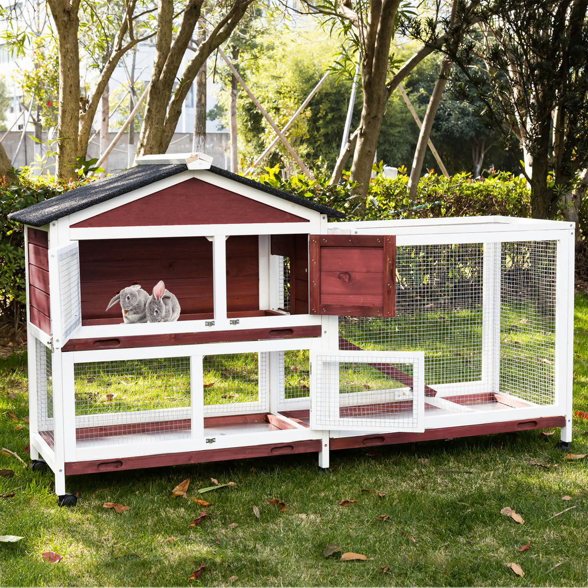 Double-Story Rabbit Hutch on Wheels | Guinea Pig and Ferret Cage