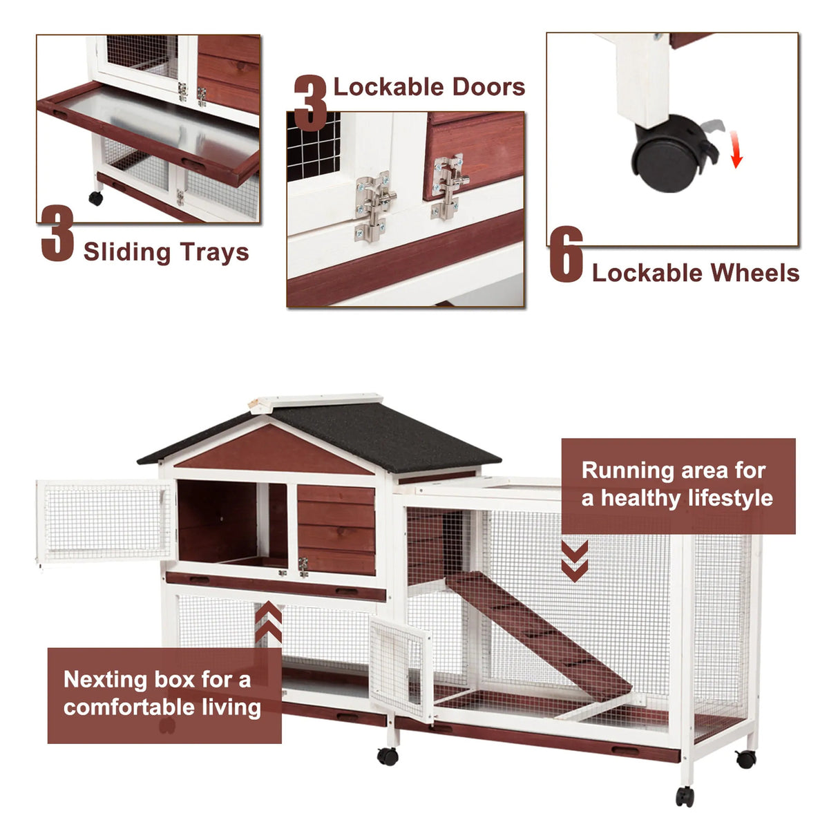 Double-Story Rabbit Hutch on Wheels | Guinea Pig and Ferret Cage