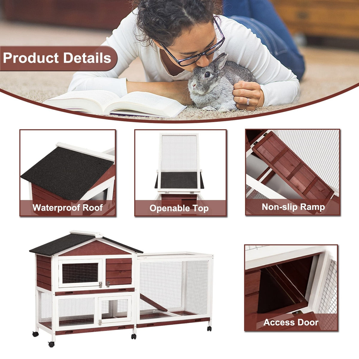 Double-Story Rabbit Hutch on Wheels | Guinea Pig and Ferret Cage