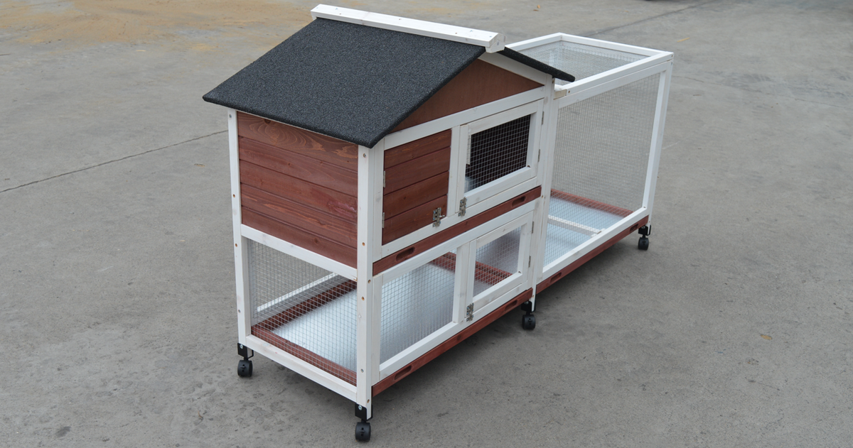 Double-Story Rabbit Hutch on Wheels | Guinea Pig and Ferret Cage