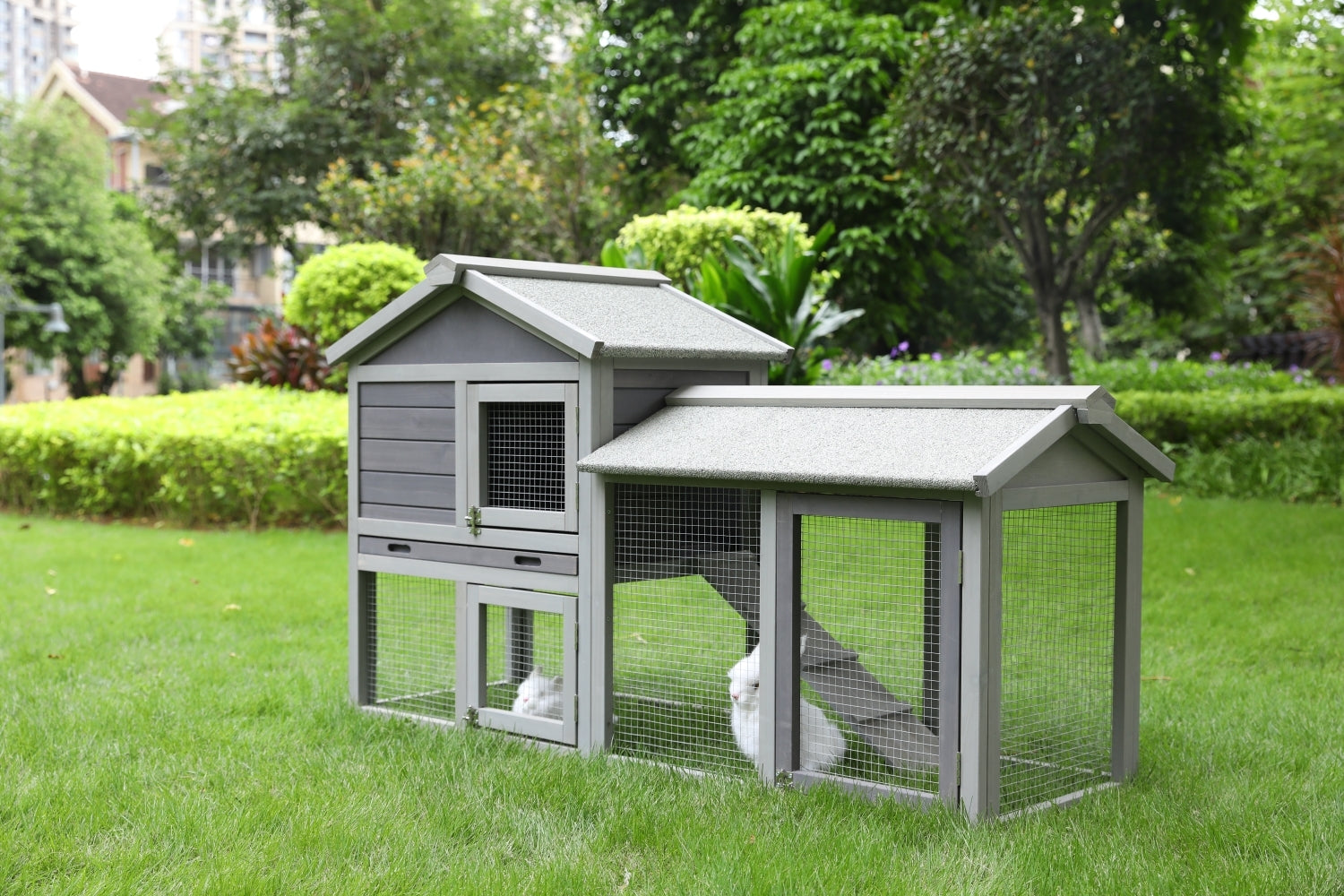 148cm Rabbit Hutch Metal Run Wooden Cage | Guinea Pig Cage House