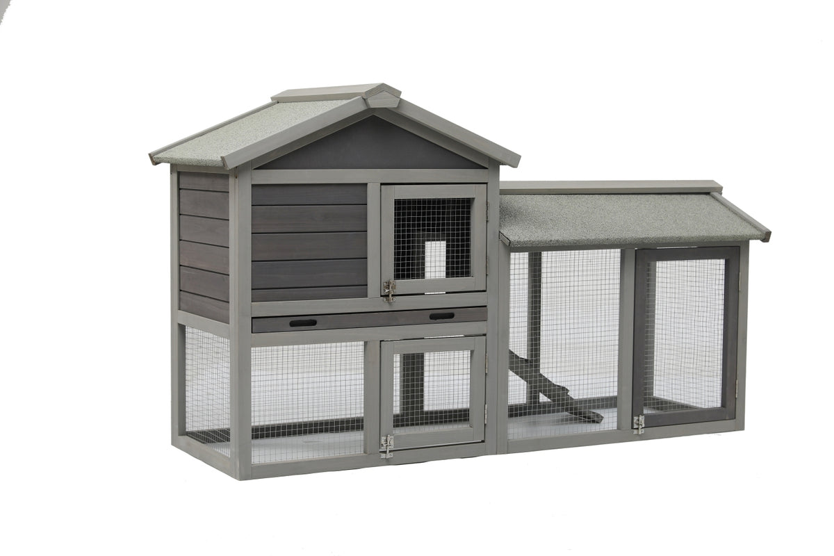 148cm Rabbit Hutch Metal Run Wooden Cage | Guinea Pig Cage House