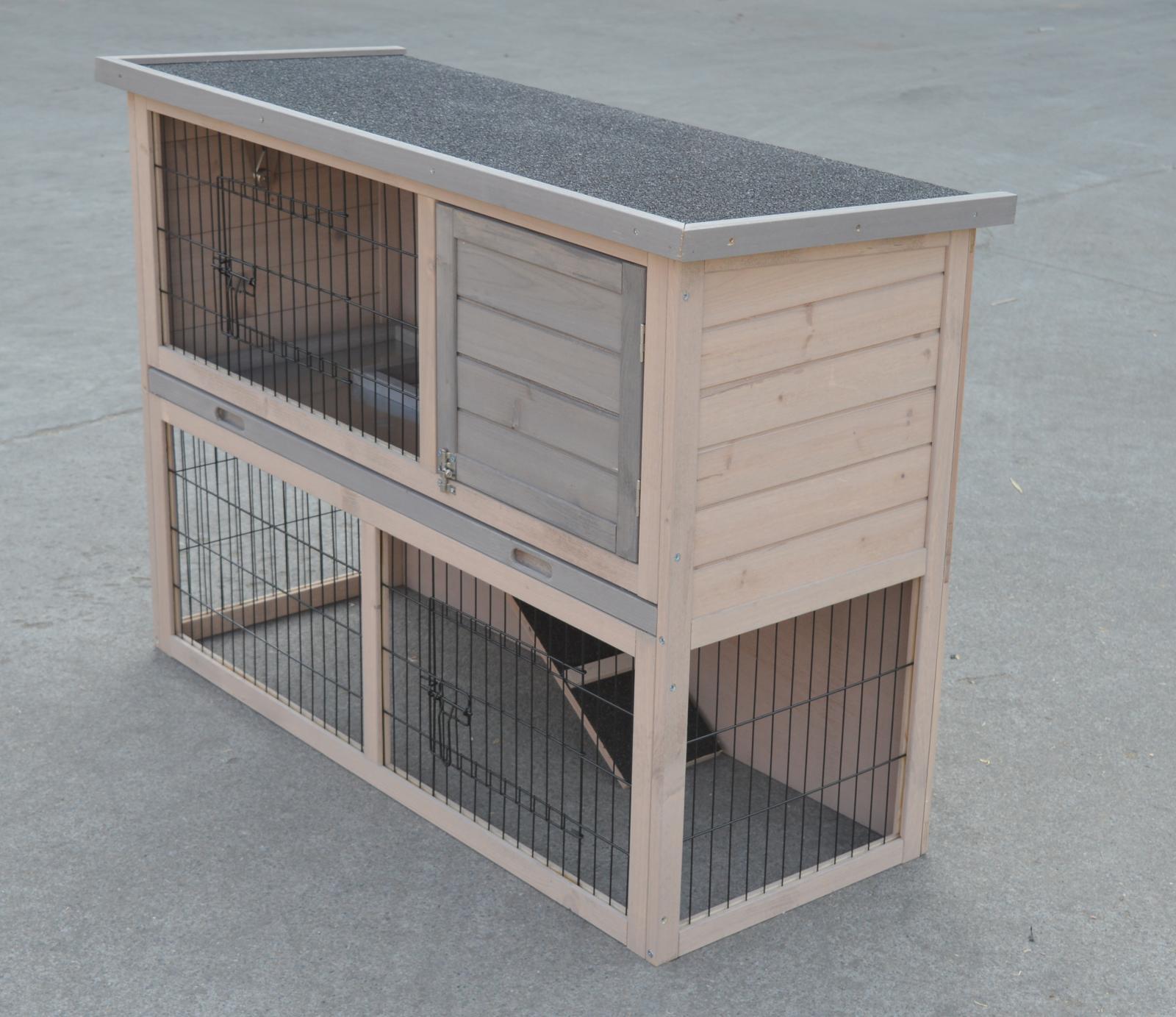 Double-Storey Rabbit Hutch | Guinea Pig & Ferret Cage with Pull-Out Tray