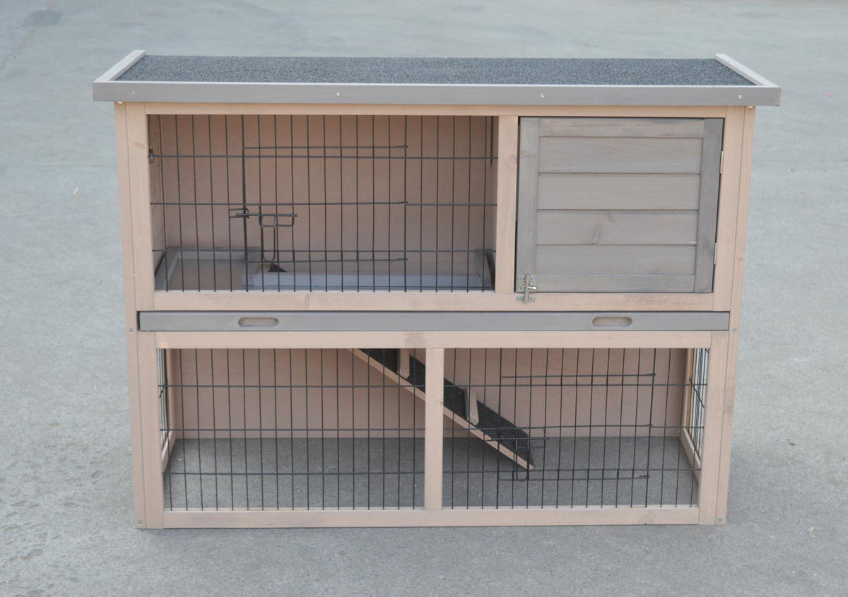 Double-Storey Rabbit Hutch | Guinea Pig & Ferret Cage with Pull-Out Tray