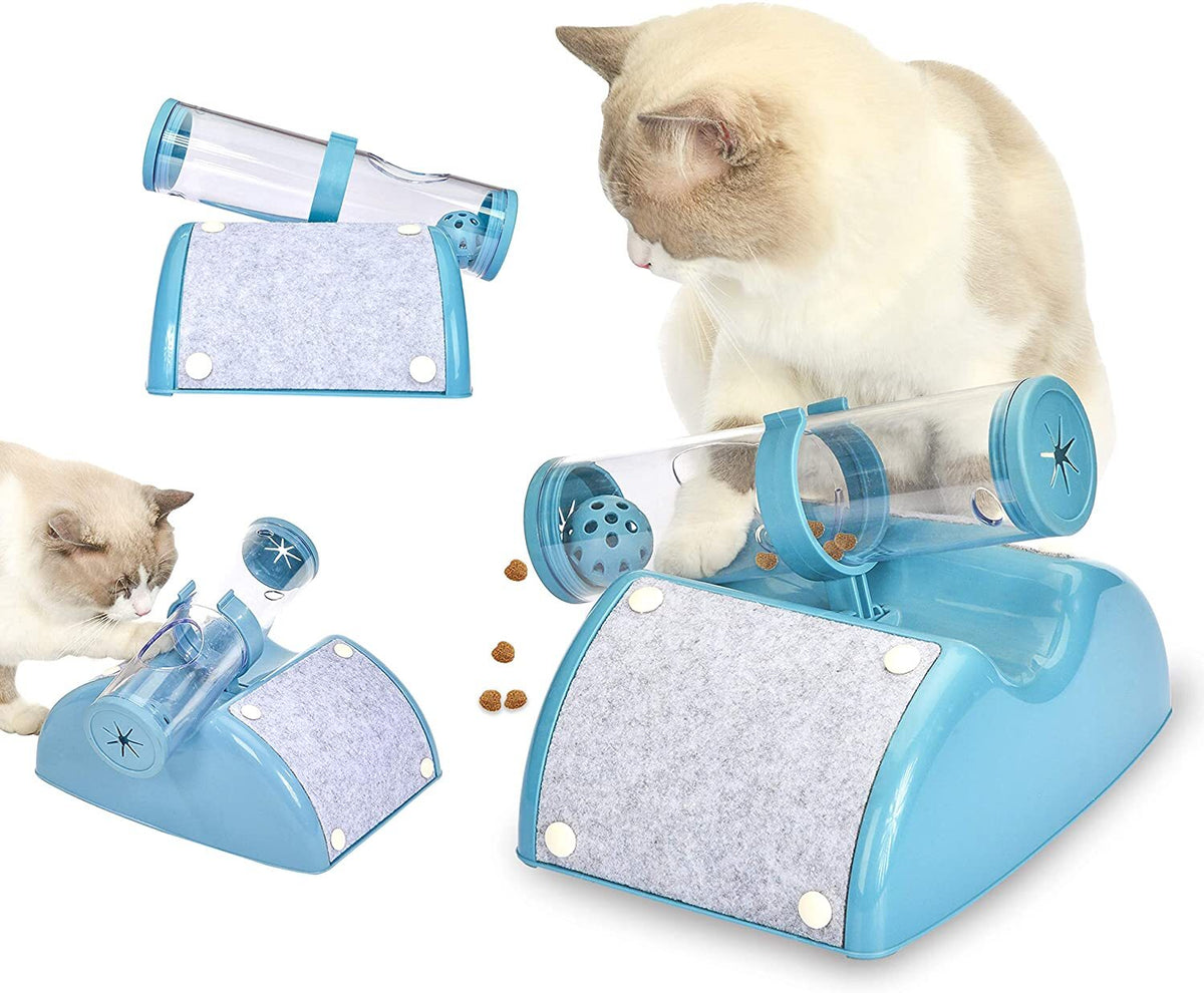 Cat Play Box Kit Pet Toy | Interactive Ball Peek Hunting Toy, Blue