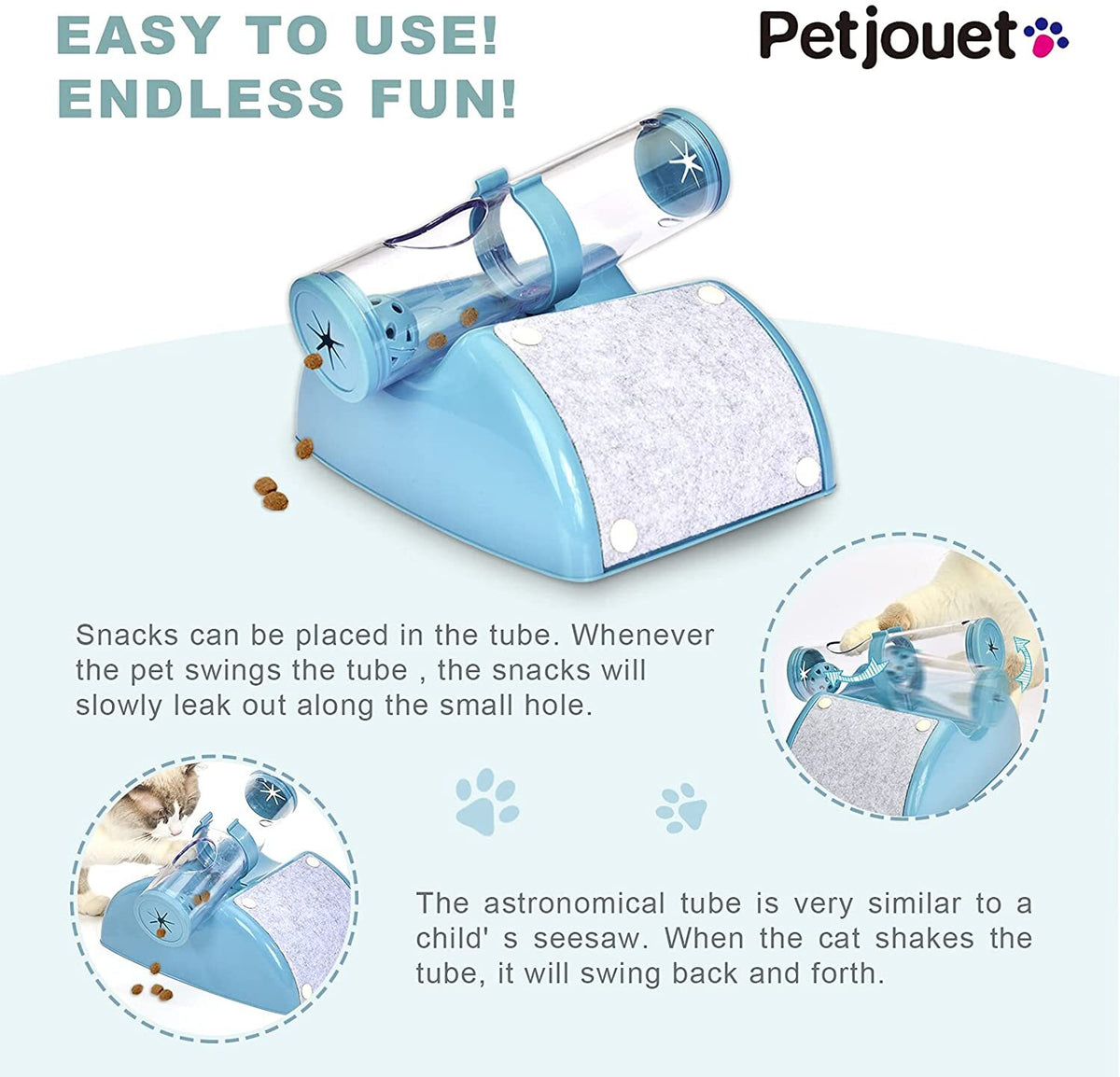 Cat Play Box Kit Pet Toy | Interactive Ball Peek Hunting Toy, Blue