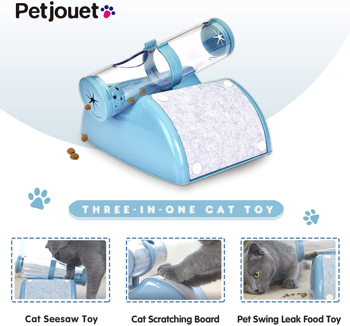 Cat Play Box Kit Pet Toy | Interactive Ball Peek Hunting Toy, Blue
