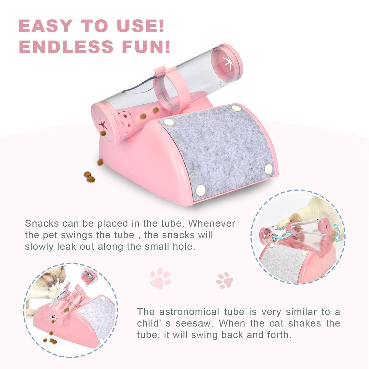 Cat Play Box Kit Pet Toy | Kitten Toys Interactive Ball Peek Hunting Toy, Pink