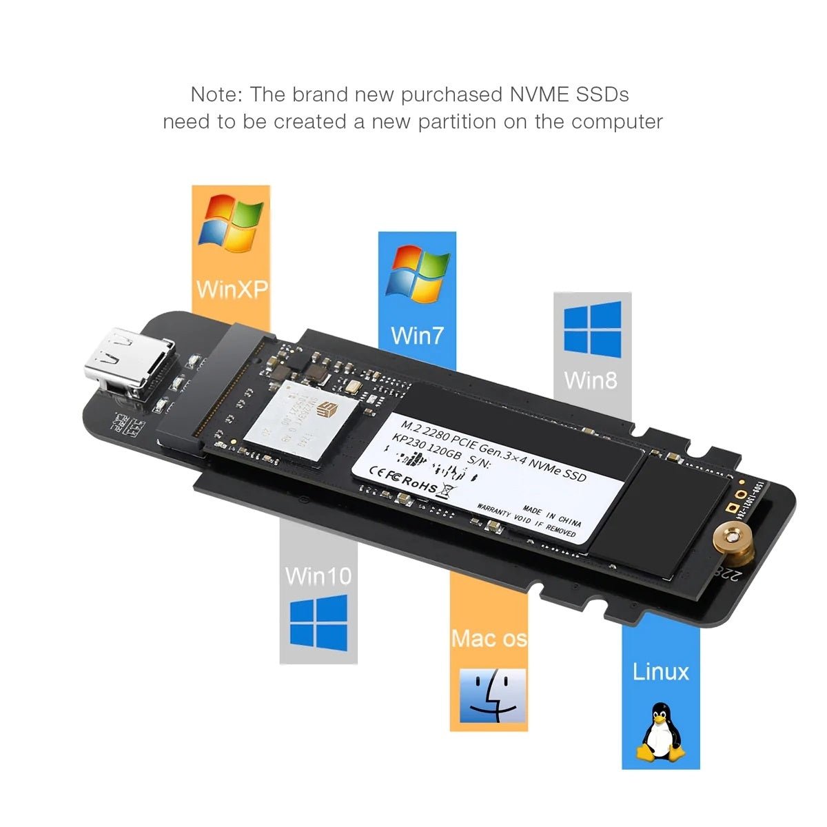 M.2 to USB SSD Reader (Enclosure only) | Supports M-Key (PCI-E NVMe-based)