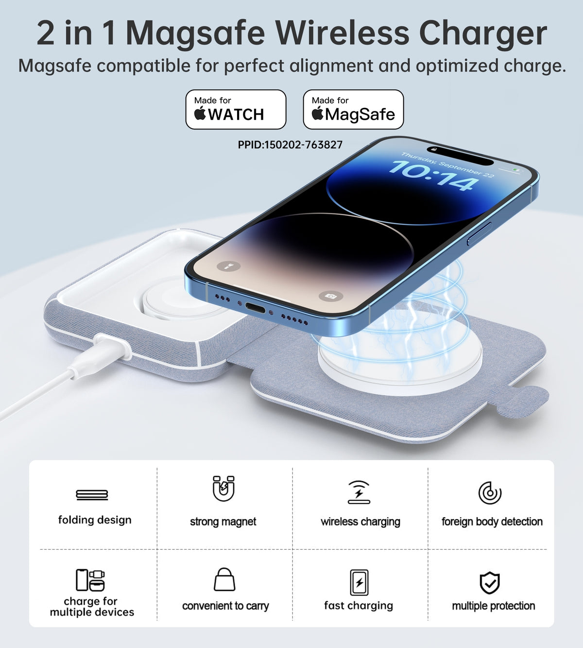 CHOETECH T323 2-in-1 Magsafe & MFI Wireless Charger