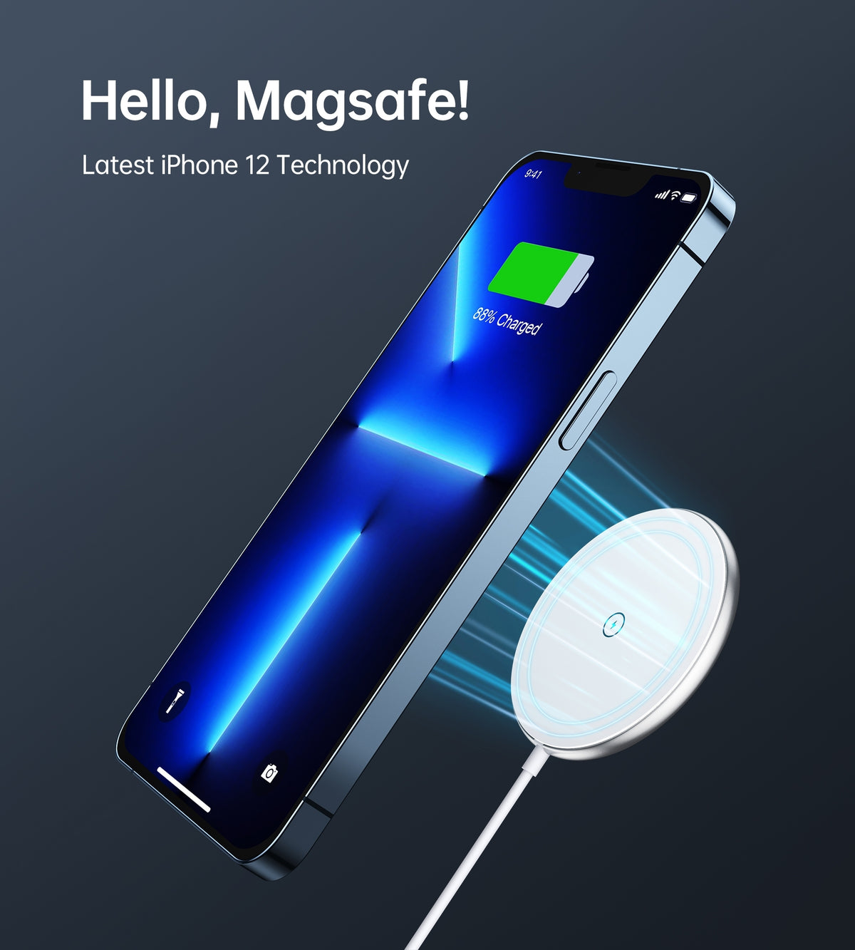 T580-F - 15W Magsafe Wireless Fast Charger - 1M Cable - White