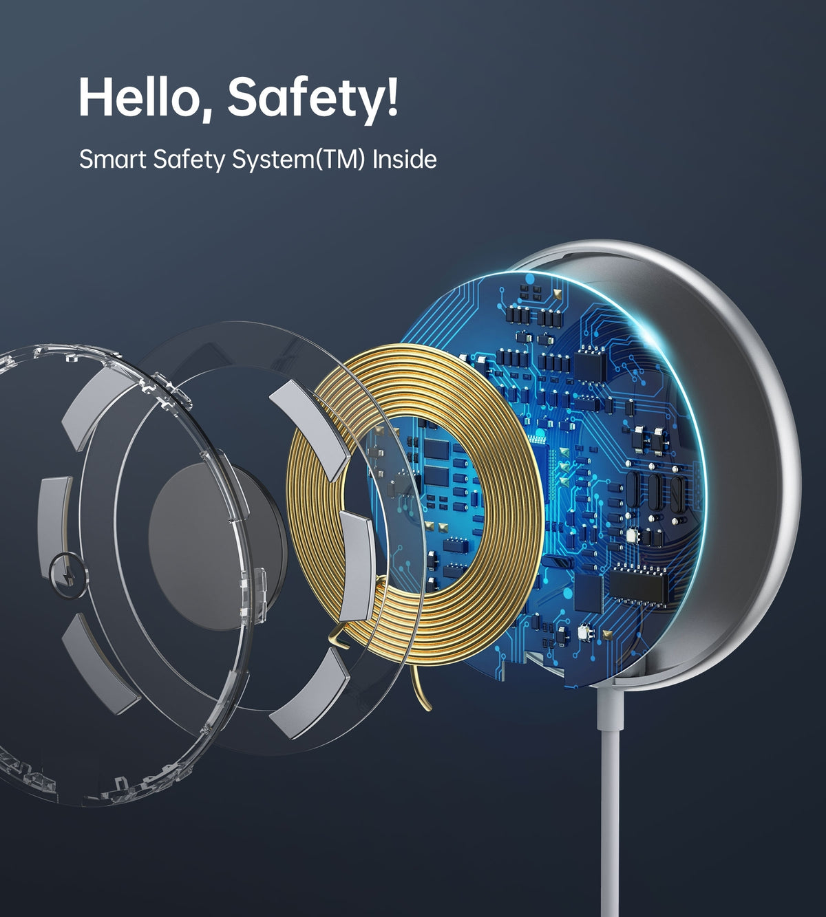 T580-F - 15W Magsafe Wireless Fast Charger - 1M Cable - White