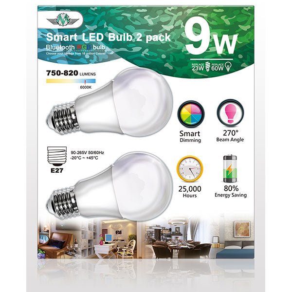 MV SMART BULB 9W E27 TWIN PACK (apple app only )