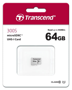 TRANSCEND TS64GUSD300S 64GB UHS-I U1 microSD w/o Adapter (microSDHC I, C10, U1)