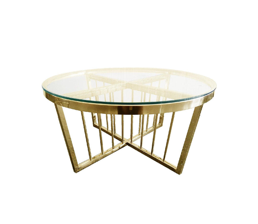 Salina ClearTop Coffee Table - 80cm Gold | Luxurious Gold Finish