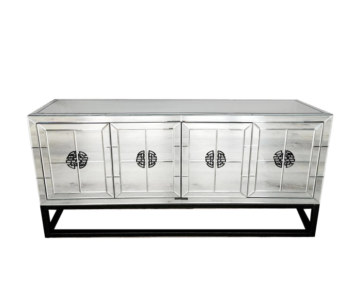 Athens Mirrored Buffet Table - Black | Stylish Dining Storage