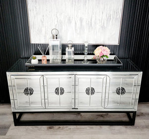 Athens Mirrored Buffet Table - Black | Stylish Dining Storage