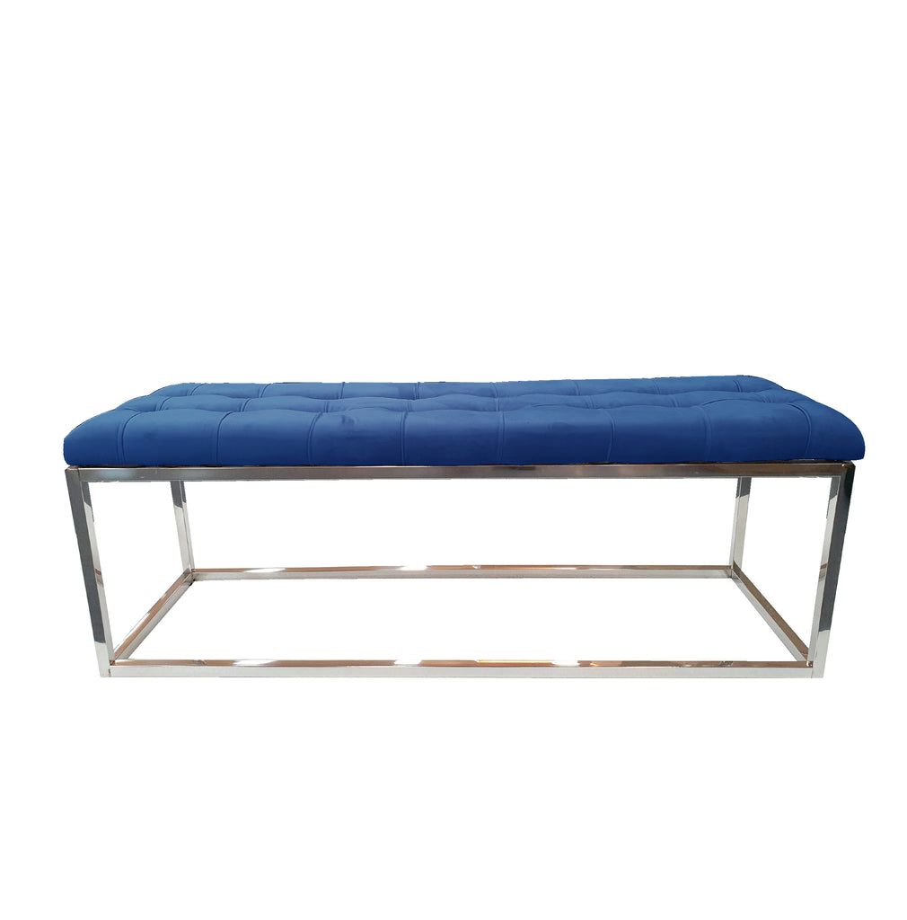 Holly Silver/Blue Ottoman