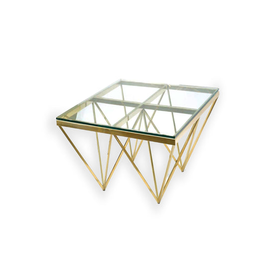 Pinnacle Gold Side Table with Clear Glass Top
