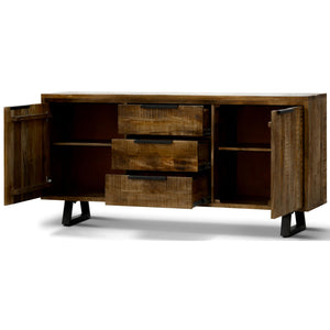 Begonia Buffet Sideboard Table 170cm 2 Door 3 Drawer Mango Wood Unique Furniture