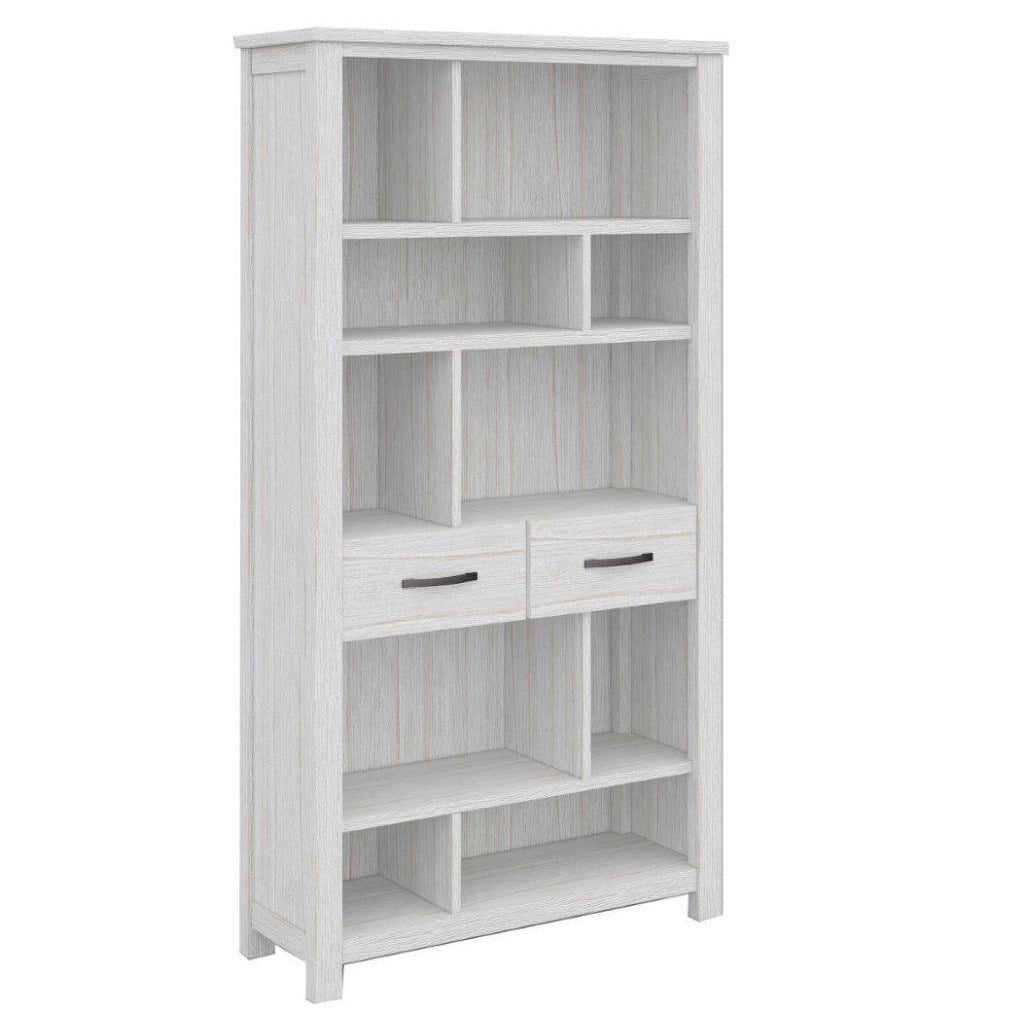 Foxglove Bookshelf Bookcase 5 Tier 2 Drawers Solid Mt Ash Timber Wood - White