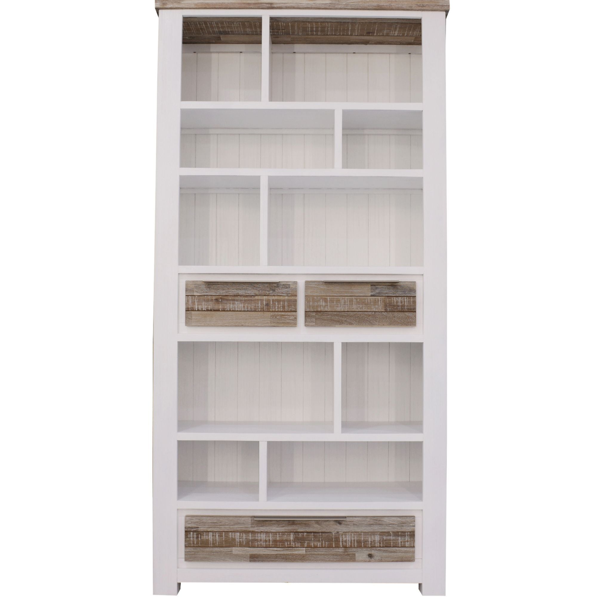 Plumeria Bookshelf 200cm Bookcase Display Unit Solid Acacia Timber Wood