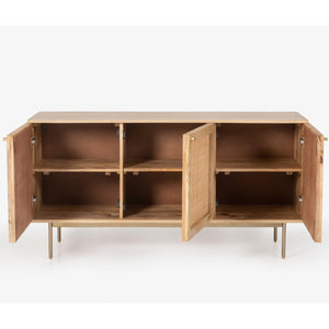 Martina Buffet Table Sideboard 145cm 3 Door Solid Mango Wood Storage Cabinet