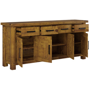 Teasel Buffet Table 191cm 4 Door 4 Drawer Solid Pine Timber Wood - Rustic Oak