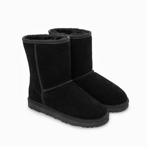Genuine Australian Sheepskin Unisex Short Classic Suede Boots | Black | EU41