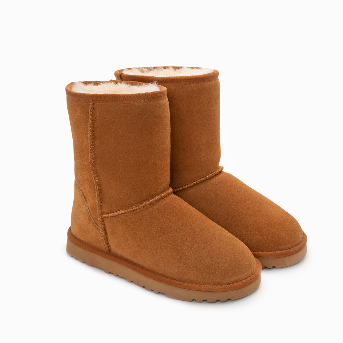 Genuine Australian Sheepskin Unisex Short Classic Suede Boots | Unisex | Chestnut | EU35