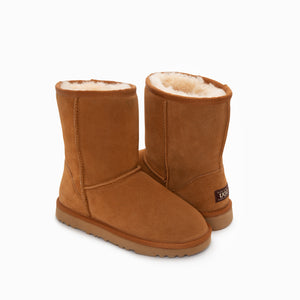 Genuine Australian Sheepskin Unisex Short Classic Suede Boots | Unisex | Chestnut | EU36