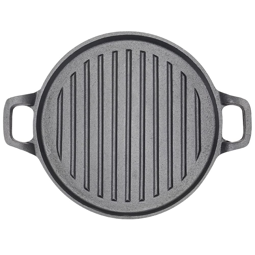 30cm Round Cast Iron Griddle Plate | BBQ Pan Cooking Griddle Grill for Stove/Oven