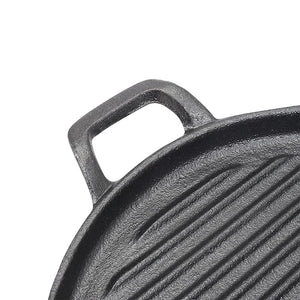 30cm Round Cast Iron Griddle Plate | BBQ Pan Cooking Griddle Grill for Stove/Oven