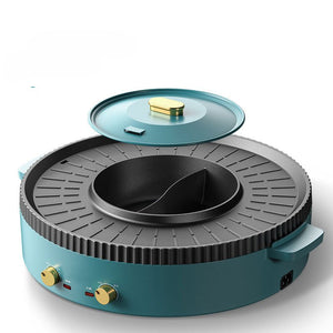 Nonstick Griddle | 2 in 1 Grill Pan | Hot Pot | Smokeless Grill | Shabu Pot Cooker