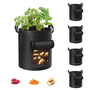 5-Pack 10 Gallons Plant Grow Bag | Potato Container Pots with Handles | Garden Planter | Black