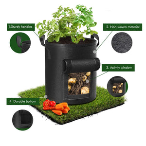 5-Pack 7 Gallons Plant Grow Bag | Potato Container Pots with Handles | Garden Planter | Black