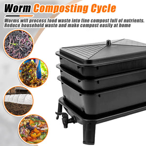 Worm Farm Factory | Worm Wee Composter 30L | 4 Trays Compost Bin | Worm Farm Composting System